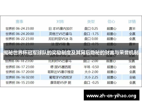揭秘世界杯冠军球队的奖励制度及其背后隐秘的财富与荣誉机制 揭秘世界杯冠军球队的奖励制度及其背后隐秘的财富与荣誉机制